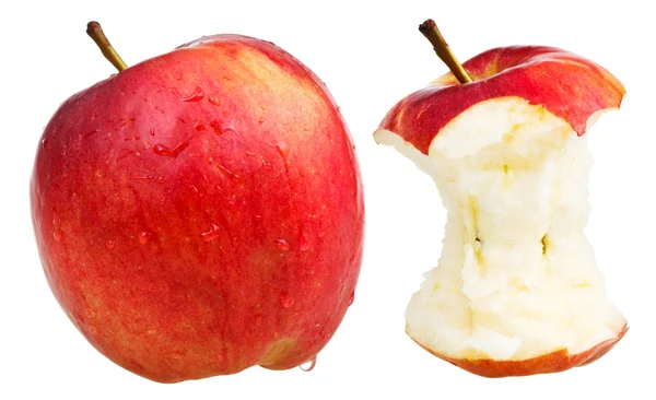 Bitten apple and whole wealthy apple — Stock Photo, Image