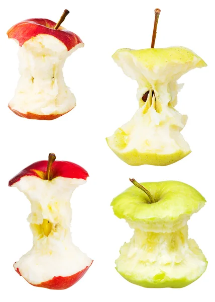 Set of apple cores isolated on white — Stock Photo, Image