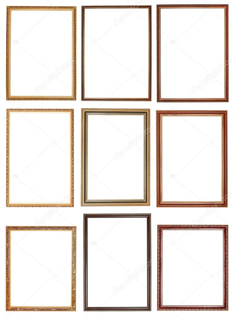 set of decorative narrow wooden picture frames