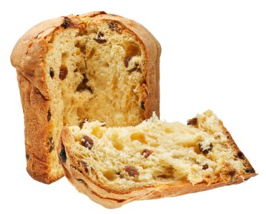 Paskalya kek ve onun parçası üzerinde beyaz izole