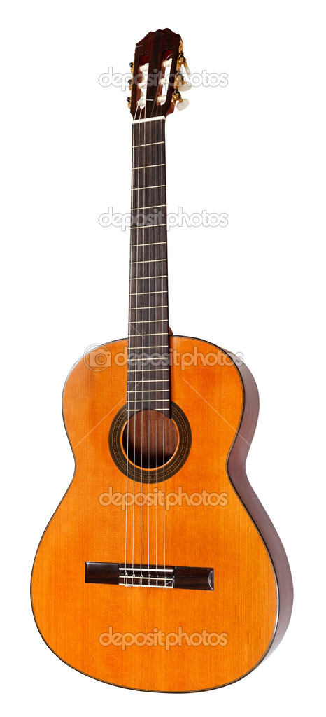 spanish acoustic guitar isolated on white