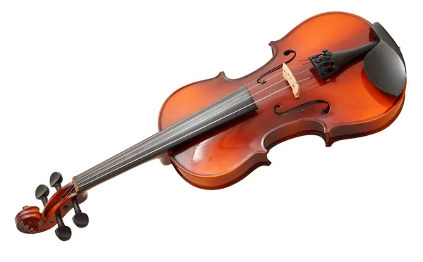 Violino de madeira tradicional isolado em branco — Fotografia de Stock