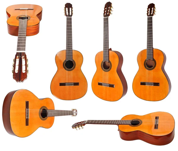 Set of classical acoustic guitars isolated — Stock Photo, Image