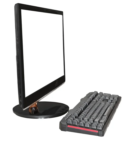 Widescreen-skärm och tangentbord isolerade — Stockfoto