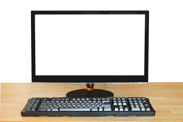 Widescreen-skärm med utklipp skärm och tangentbord — Stockfoto