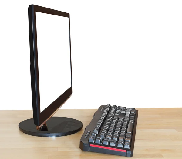Side view of computer black widescreen display — Stock Photo, Image