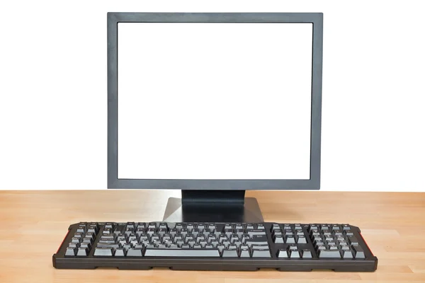 Zwart scherm met knipsel scherm en toetsenbord — Stockfoto