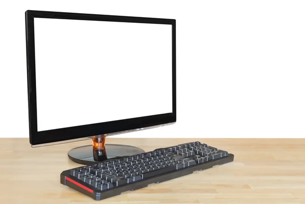 Zijaanzicht van computer zwarte breedbeeld weergeven — Stockfoto