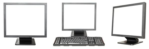 Set of black computer displays with cutout screen — Stock Photo, Image