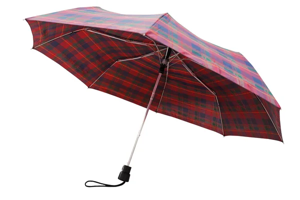 Vue arrière du parapluie télescopique à carreaux — Photo