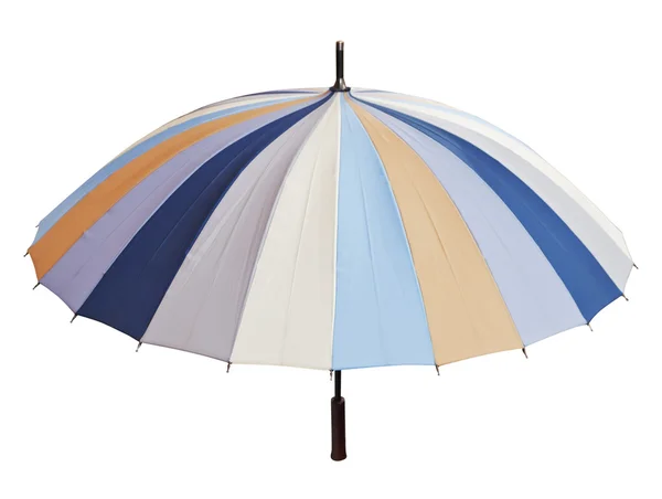 Striped multicolored umbrella isolated on white — Stock Photo, Image