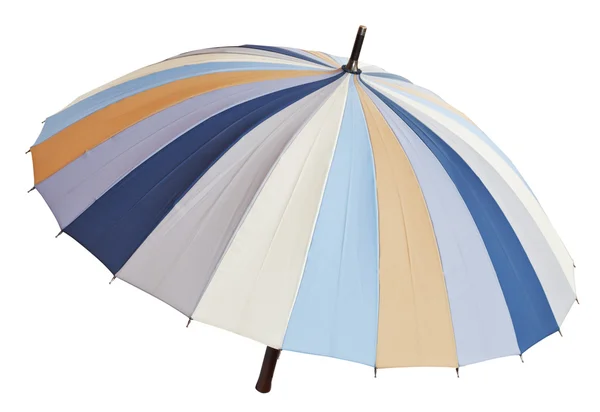 Above view of open striped multicolored umbrella — Stock Photo, Image