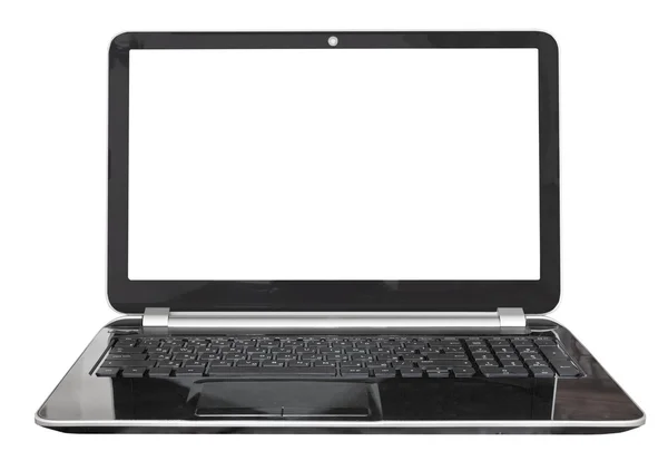 Front view of black laptop with cut out screen — Stock Photo, Image