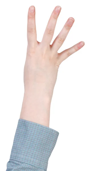 Vier Konten mit den Fingern - Geste mit der Hand — Stockfoto