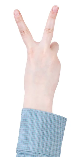 Victory finger sign - hand gesture — Stock Photo, Image