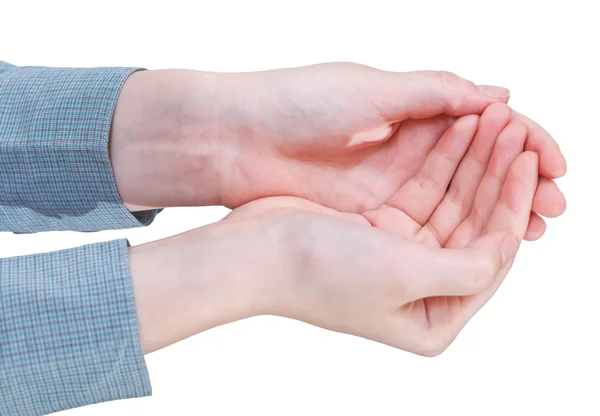 Two cupped palm - hand gesture — Stock Photo, Image