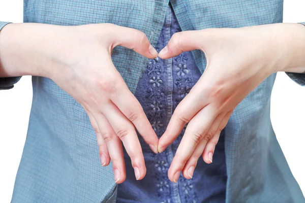 Heart shape from palms - hand gesture — Stock Photo, Image