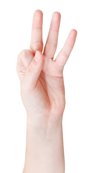 Cuenta de dedo tres - gesto de la mano — Foto de Stock
