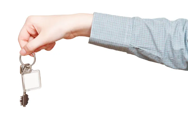 Side view of blank key ring in hand — Stock Photo, Image