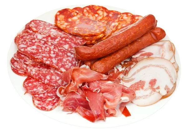 Lemez különböző hús-finomságok — Stock Fotó