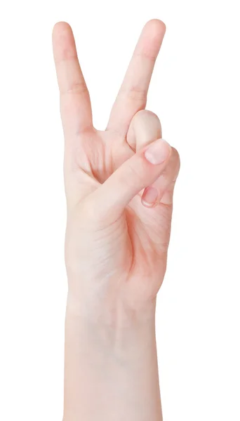 Finger counting two - hand gesture — Stock Photo, Image