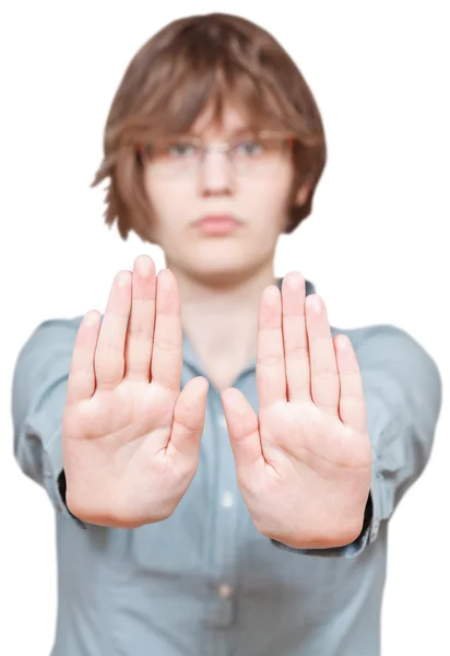 Stop sign - two hands gesture — Stock Photo, Image