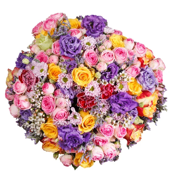 Top view of bouquet of flowers isolated — Stock Photo, Image