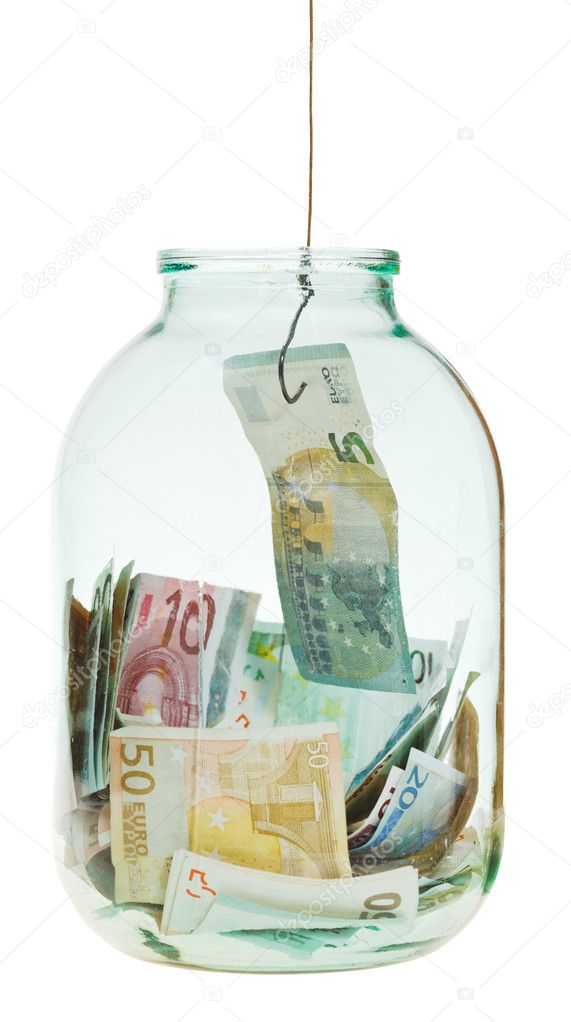 get out saving euro money from glass jar