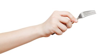 beyaz izole kadın elindeki çatalı