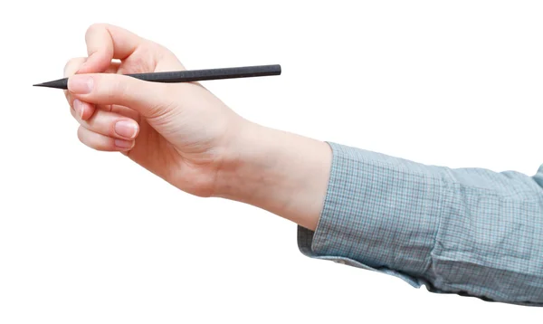 Женская рука рисует карандашом изолированным — стоковое фото