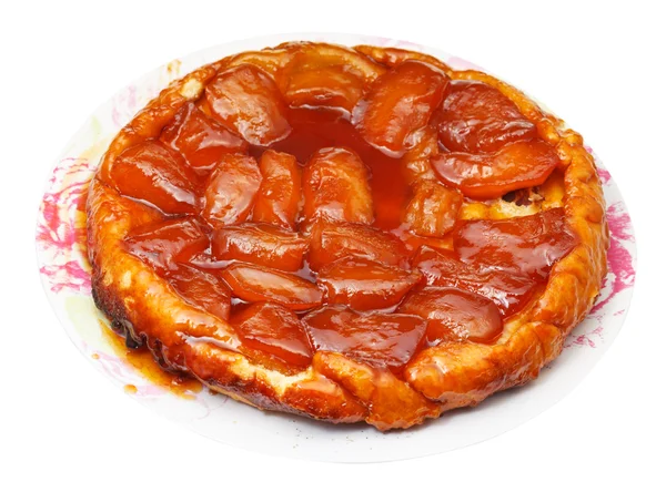 Apple pie tarte Tatin on plate isolated — Stock Photo, Image