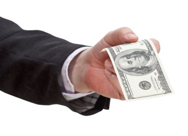 Erkek el yüz dolarlık banknot