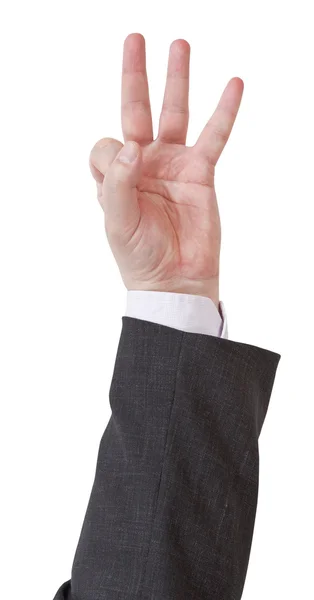 Počítání třemi prsty - rukou gesto — Stock fotografie