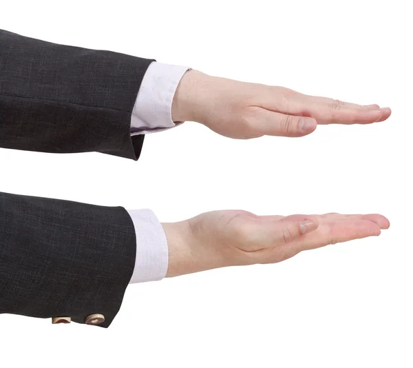 Two palms shows small size - hand gesture — Stock Photo, Image
