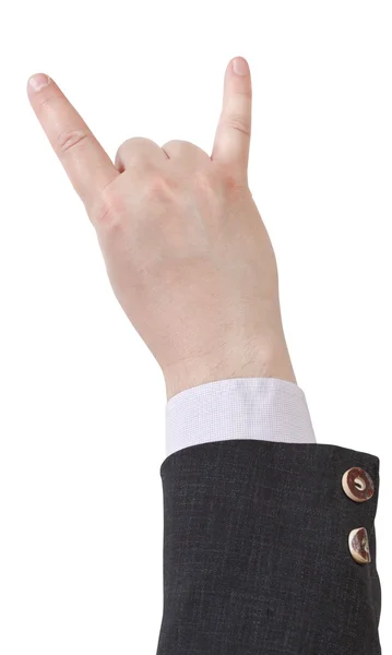 Raised horns fingers - hand gesture — Stock Photo, Image
