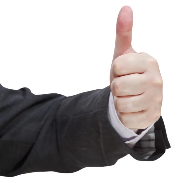 Front view of thumbs up sign - hand gesture — Stock Photo, Image