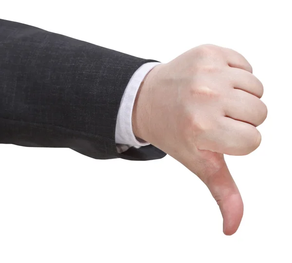 Side view of thumbs down sign - hand gesture — Stock Photo, Image