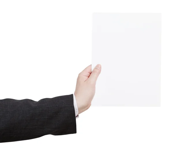 Blank sheet of paper in teacher hand — Stock Photo, Image