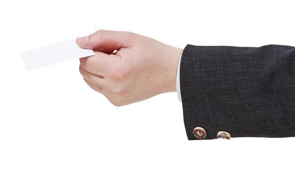 Blank business card in male hand — Stock Photo, Image