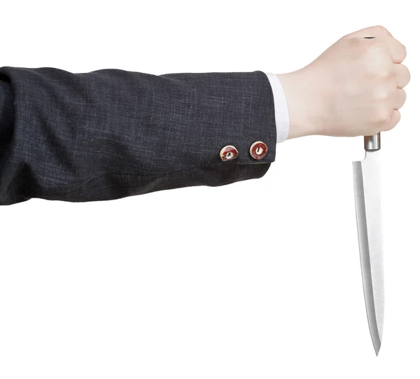 Side view of knife in businessman hand — Stock Photo, Image