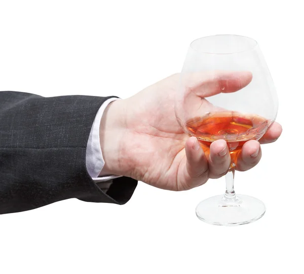 Schnapsglas in der Hand des Geschäftsmannes — Stockfoto