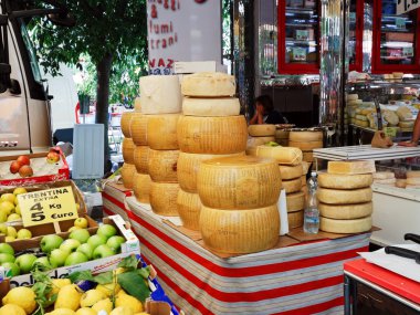 street weekend market in town Salo, Italy clipart