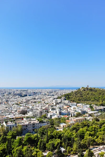 Uitzicht op Athene stad vanaf Akropolis, — Stockfoto