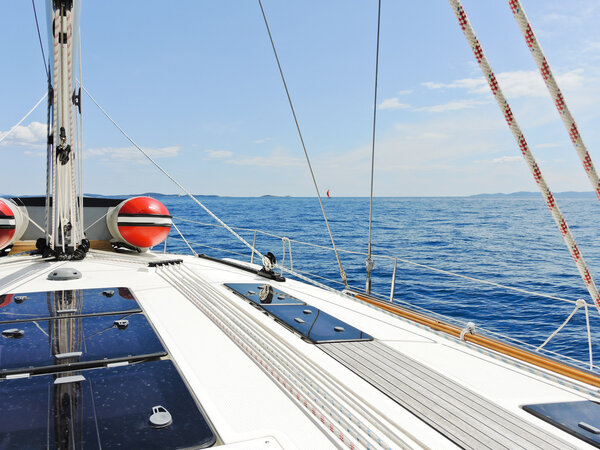 yacht deck in blue Adriatic sea