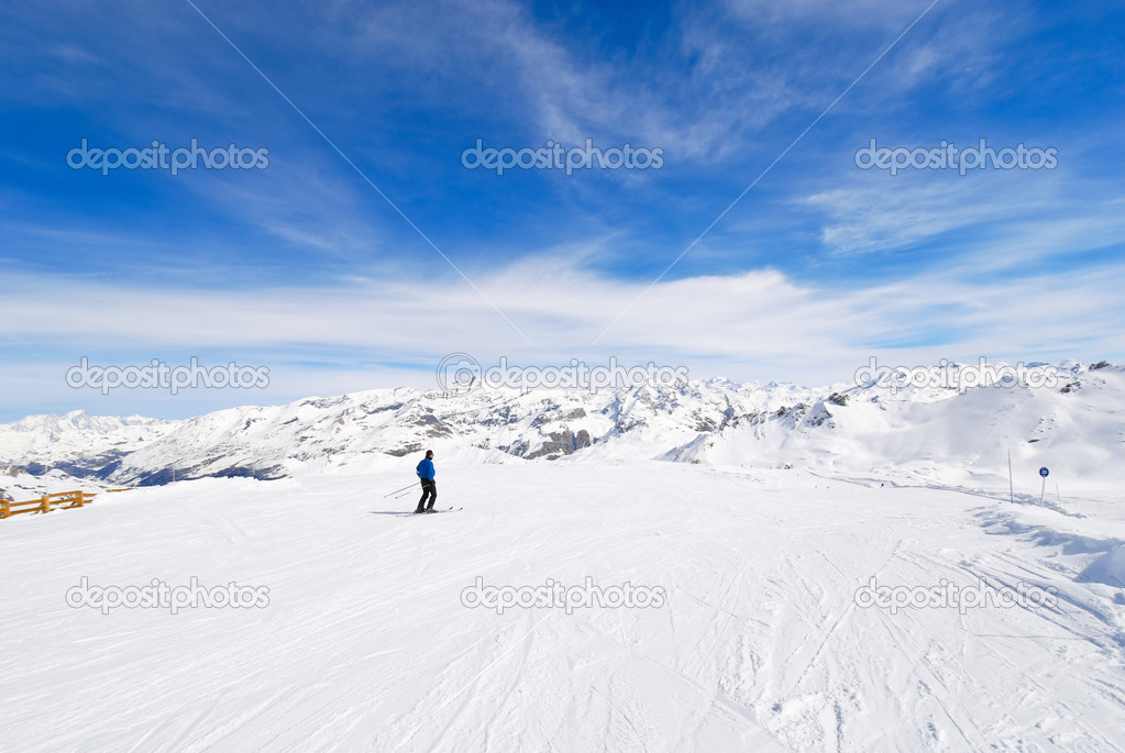 mountain skiing in Paradiski area, France