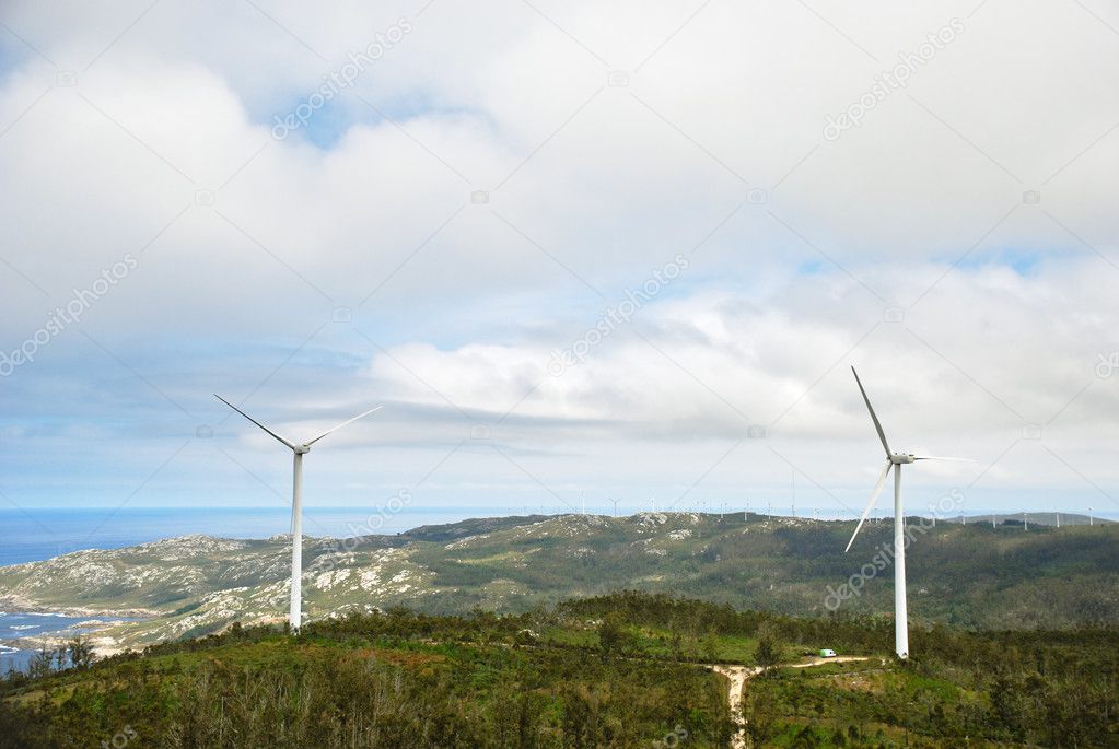 Wind turbines on Cape Vilan, Galicia, Spain