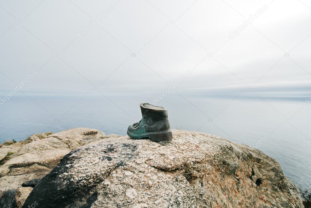 Pilgrim's boot on Cape Finisterre