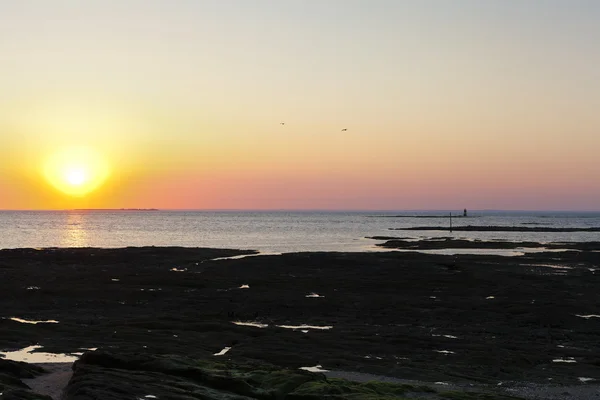 Solnedgången över Atlanten på Guerande halvö — Stockfoto