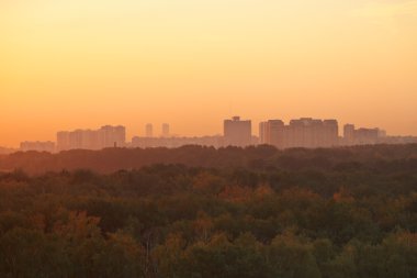 Koyu portakal erken sunrise evleri ve park