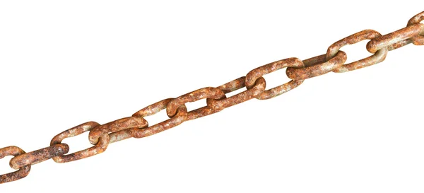Старая ржавая металлическая цепь, изолированная на белом — стоковое фото